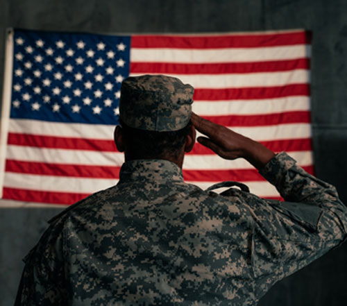 African-Amerian saluting the flag